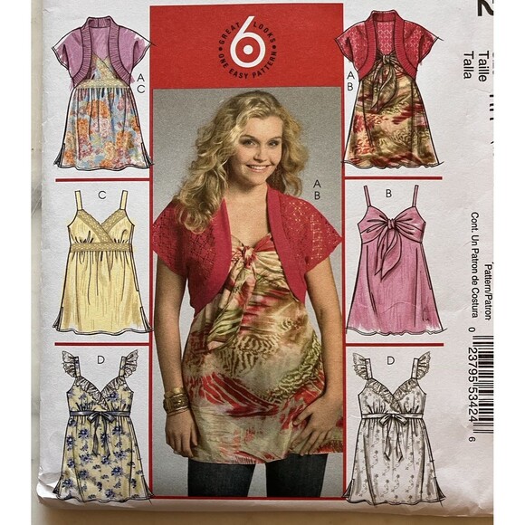 McCall's Pattern M5402 Womens Shrug & Tops 6 Styles Sizes 18W-20W-22W-24W Uncut - Picture 2 of 5